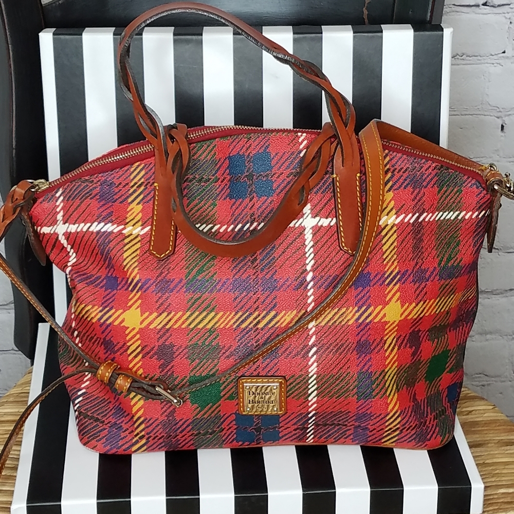 Dooney Bourke Plaid Satchel Shoulder Purse Strap